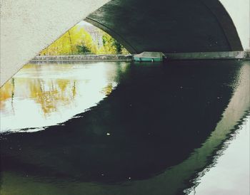 Reflection of trees in river against sky