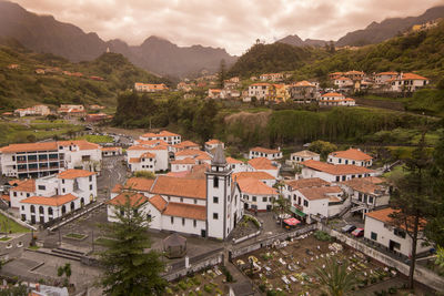 High angle view of townscape and buildings in town