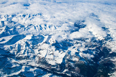 Aerial view of snowcapped mountain