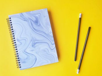 High angle view of pencil on table