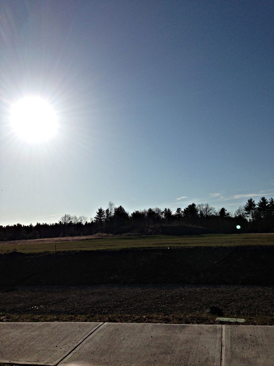 sun, sunlight, clear sky, sunbeam, lens flare, copy space, blue, sunny, tranquility, tree, tranquil scene, bright, sky, landscape, field, nature, beauty in nature, scenics, road, day