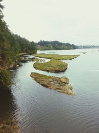 Scenic view of calm river against sky