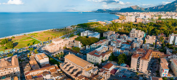 Aerial panoramic view of palermo town in sicily.