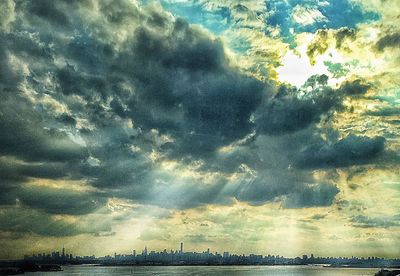 Scenic view of dramatic sky over sea