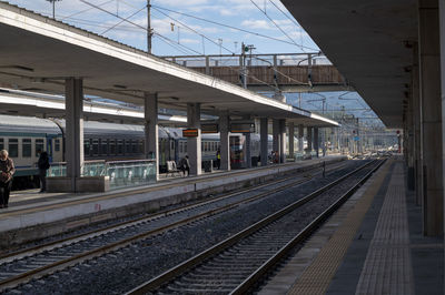 Railroad station platform against sky