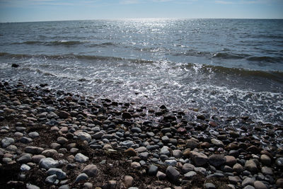 Scenic view of sea against clear sky