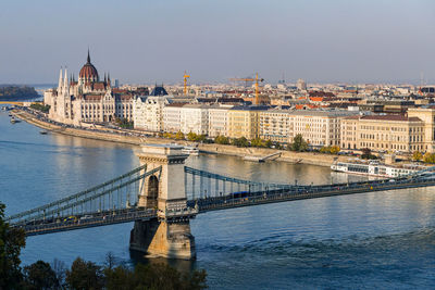 Chain bridge with budapest city, budapest, hungary