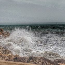 Waves splashing on shore