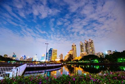 View of the cityscapes in the evening ,park and outdoor