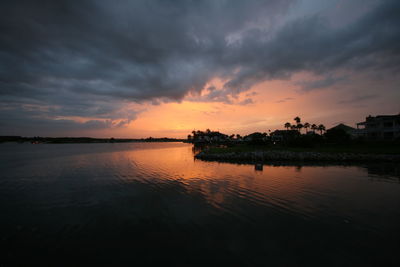 Scenic view of dramatic sky over sea