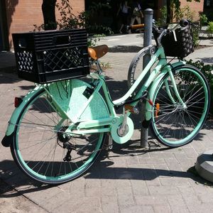 Bicycles parked at parking lot