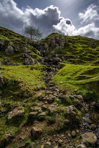 Scenic view of landscape against cloudy sky