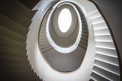 Low angle view of spiral staircase in building