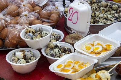 High angle view of food on table