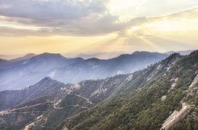 Scenic view of mountains at sequoia national forest during morning