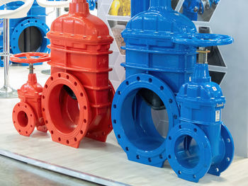 Close-up of multi colored objects in row