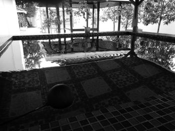 High angle view of swimming pool by trees