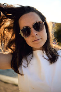 Portrait of beautiful woman with sunglasses