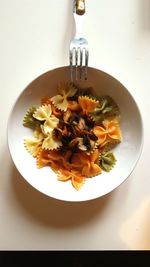 High angle view of meal served on table