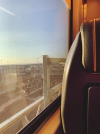 View of train through window