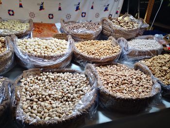 High angle view of food for sale in market