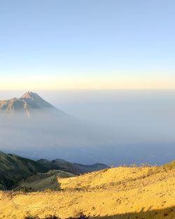 Scenic view of landscape against clear sky