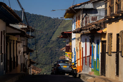 Beautiful streets at the historical downtown of the heritage town of salamina in colombia.