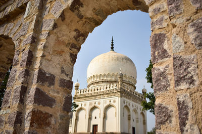 Low angle view of historical building against clear sky