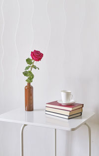 Close-up of flower vase on table