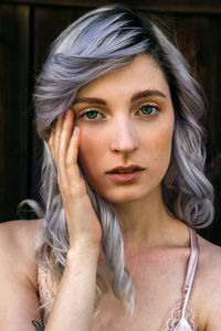 Close-up portrait of a beautiful young woman