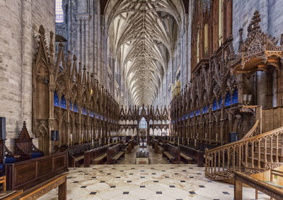 Panoramic view of the interior of an old building