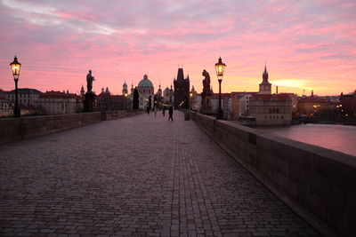View of city at sunset