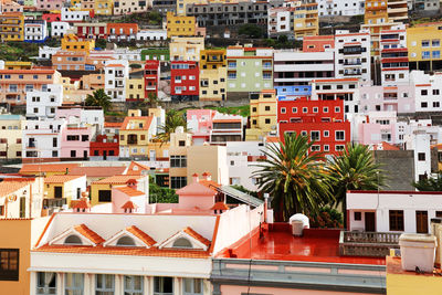 High angle view of residential district