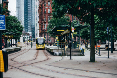 View of empty street in city