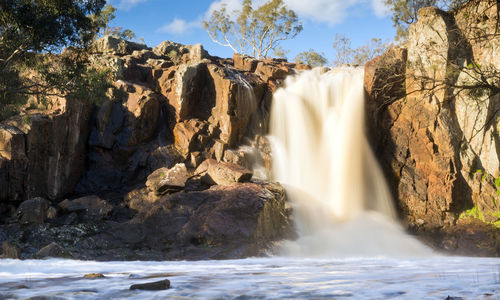 Nigretta falls waterfall in victoria, australia with high flow during winter time in time-lapse