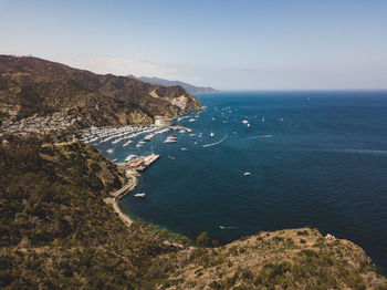 High angle view of sea against sky