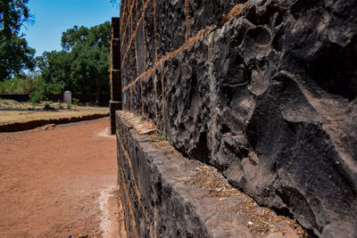 Close-up of old stone wall