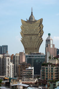 Modern buildings against sky in city