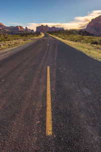 Surface level of road against sky