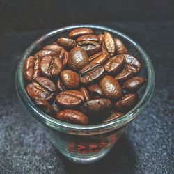 High angle view of coffee on table