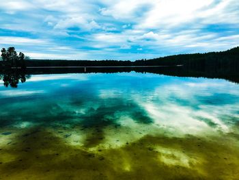 Scenic view of lake against sky
