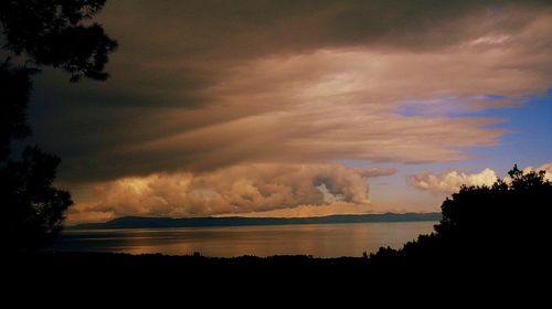 Scenic view of sea against cloudy sky