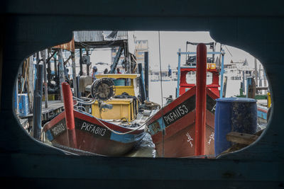 Panoramic view of machine part of ship