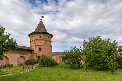 Wall and tower in archangel michael monastery, yuryev-polsky, russia