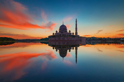 Reflection of church in water