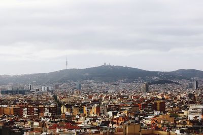 High angle shot of townscape against sky