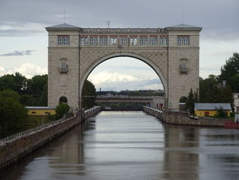 Arch bridge over river