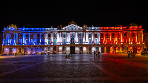 View of illuminated building at night