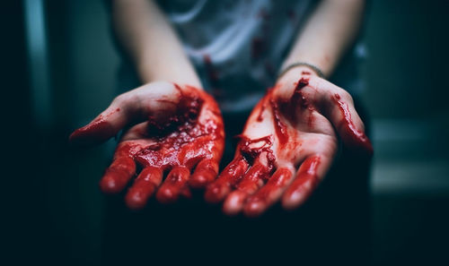 Cropped hand of woman holding food