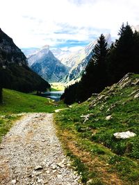 Scenic view of mountains against sky